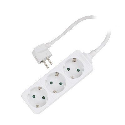 Ewent EW3958 Regleta con tres enchufes en blanco