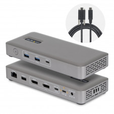 StarTech.com Docking Station USB4 USB-C Universal sin Controladores de 2 Monitores para macOS/Windows - con Carga de 100W para Portátiles y Red Ether
