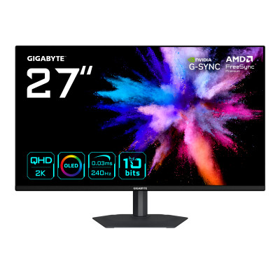 GO27Q24A Monitor Gaming OLED 27 2K QHD - 2560 x 1440, 240Hz, 0.03ms, 400 cd/m², FreeSync Premium, G-Sync Compatible, HDMI 2.1, DisplayPort 1.4