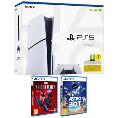 Consola ps5 sony playstation 5 slim 1tb chasis d + spiderman 2 + astro bot
