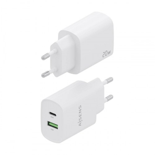 Aisens - Cargador 20W, 1Xusb-C Pd3.0, 1Xusb-A Qc3.0, Blanco