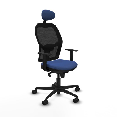 Jorquera sincro malla negra bali azul marino brazos 1D base nailon cabecero fijo ruedas 65mm nailon