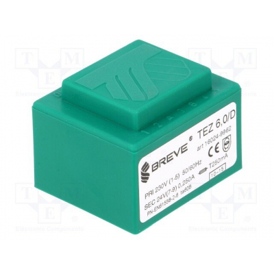 Transformador Encapsulado Salida 24Vac 6VA Entrada 230Vac