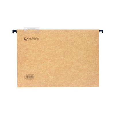 Grafoplas Carpeta colgante - Visor superior - Kraft bicolor - Varilla de plastico - folio - Lomo en ''V'' - Pack 50 ud