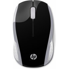 HP Wireless Mouse 200 Í?ptico 1000 DPI 2.4 GHz Ambidextro Negro, Plata