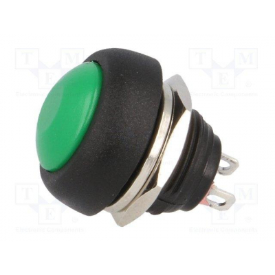 Pulsador OFF-(ON) NA 1A/250V M12 VERDE