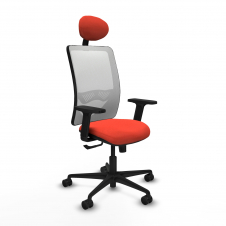 Piqueras y Crespo Zulema sincro malla blanca bali naranja oscuro brazos 2D base nailon cabecero fijo ruedas 65mm nailon