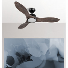 Ventilador Dc Segre 24w Negro 3aspas Roble 107d 2424lm 3000k,4000k,6500k Remoto+temporizador+regulador Intensidad+memoria