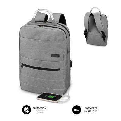Mochila Subblim Elite Airpadding Backpack para Portátiles hasta 15.6/ Puerto USB/ Gris