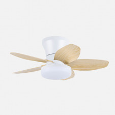 Ventilador Dc Haran 15w 1800lm Blanco/haya 5aspas 62d 3000k-4200k-6500k Regulable Intensidad+Remoto+temporizador+memoria