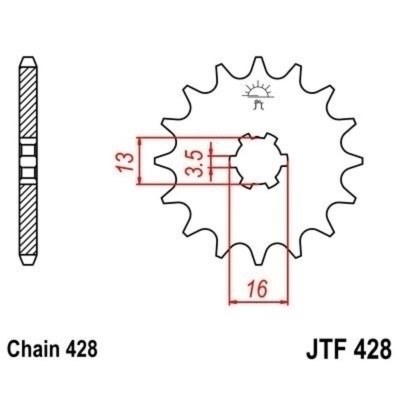 Piñón JT 428 de acero con 15 dientes JTF428.15