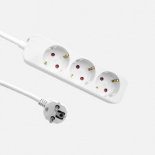 Alargadera Florey Cable 1,5m 3gx1,5mm2, 3enchufes Blanco 4x4x16cm