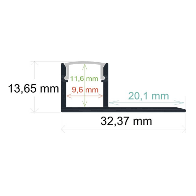 Perfil LED Empotrar Obra 32x13mm Opal 2m