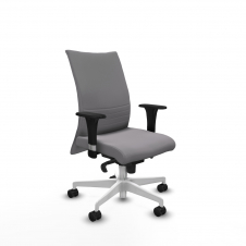 Piqueras y Crespo Albacete confidente sincro similpiel gris brazos 1D base blanca ruedas 65 mm nailon