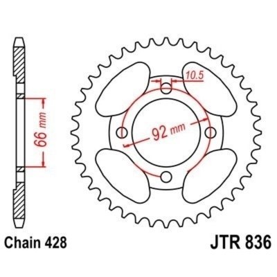 Corona JT 836 de acero con 39 dientes JTR836.39