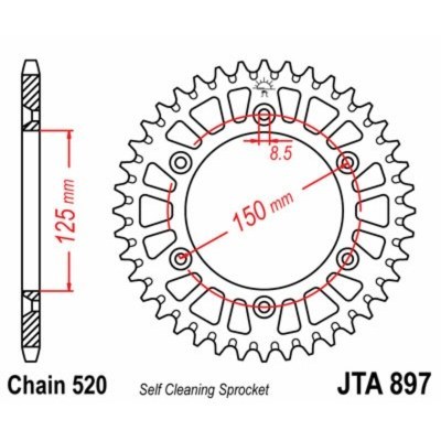 Corona JT 897 de aluminio con 50 dientes JTA897.50