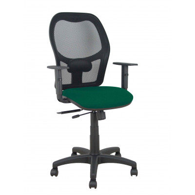 Silla Alocén traslack malla negra asiento bali verde botella brazos regulables