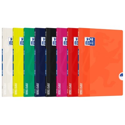 Oxford Openflex Libreta Grapada Tapa Plastico A4 Seyes - Resistente Tapa de Plastico - Formato A4 - Cuadricula Seyes con Margen - Grapado Seguro