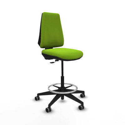 Taburete Elche CP similpiel pistacho base piramidal ruedas 65mm engomadas