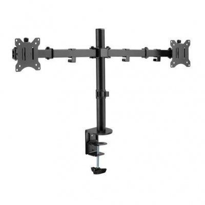 Cromad Soporte de Mesa con Brazos Articulados para 2 Monitores de 13-32 - Giratorio, Inclinable y Extensible - Gestion de Cables - Peso Max. Total 16kg - VESA 100x100mm
