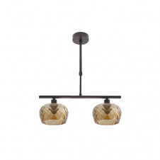 Lampara Estela 2xe14 Marron Regx41x13 Cm C/tulipas Cristal Tallado Ambar