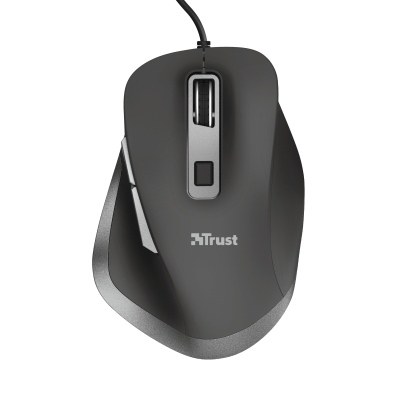 Trust Fyda Raton Ergonomico USB 5000dpi - 5 Botones - Uso Diestro - Cable de 1.50m - Color Negro