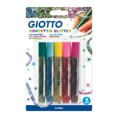 GIOTTO PEGAMENTO ESPECIAL CONFETTIS 10,5ML 5 COLORES