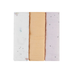 Juego de pañales de muselina 3 uds 75x75 cm Hedge-hugs