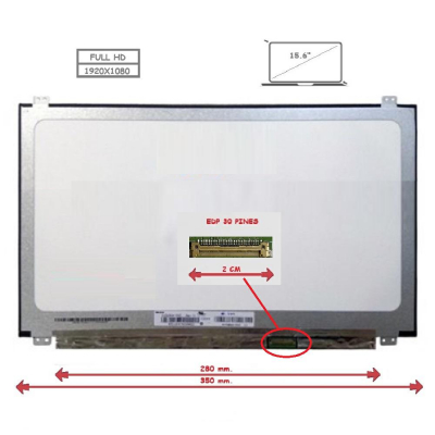 Pantalla para portátil LED 15.6 Slim 30 Pines Full HD Ancho 350mm