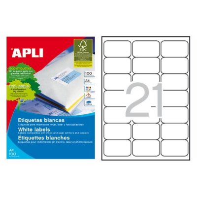 APLI Paq.2100 etiquetas 63,5x38,1mm