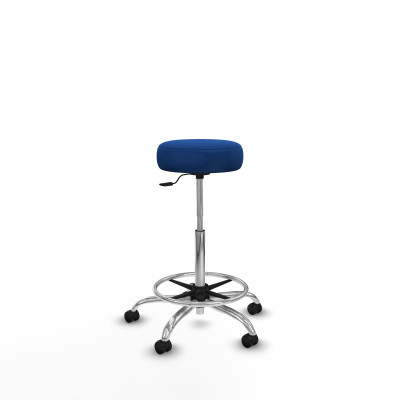 Tolosa giratorio similpiel azul base cromada ruedas engomadas 50mm aro cromado