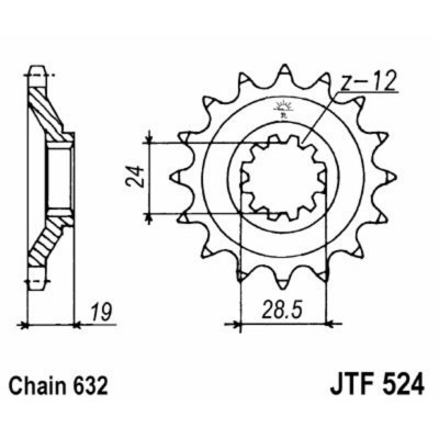 Piñón JT SPROCKETS acero estándar 524 - Paso 630 JTF524.15