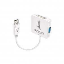 Lindy 41028 adaptador de cable de v?deo DisplayPort DVI-D + VGA (D-Sub) + HDMI Negro