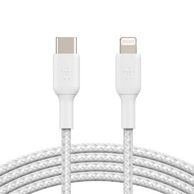 CABLE TRENZADO BELKIN CAA004BT1MWH USB-C A LIGHTNING BOOST CHARGE 1m COLOR BLANCO