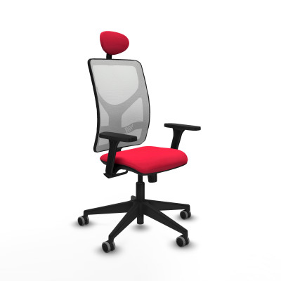 Motilla sincro malla blanca bali rojo brazos 3D base piramidal cabecero fijo ruedas 65mm engomadas