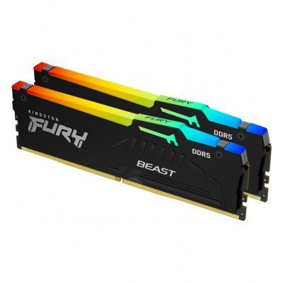 Memoria ram ddr5 64gb 2 x 32gb kingston - 5600mhz - pc5 44800 - fury beast rgb ex - cl36 - 1.25v