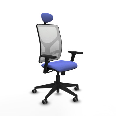 Motilla sincro malla blanca bali azul claro brazos 3D base piramidal cabecero fijo ruedas 65mm engomadas