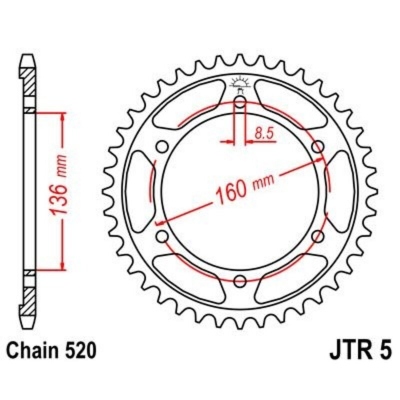 Corona JT 5 de acero con 39 dientes JTR5.39