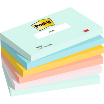 Post-It Pack de 6 Blocs de 100 Notas Adhesivas Reposicionables - Forma Rectangular - 76x127mm - Colores Surtidos