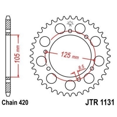 Corona JT 1131 de acero con 45 dientes JTR1131.45