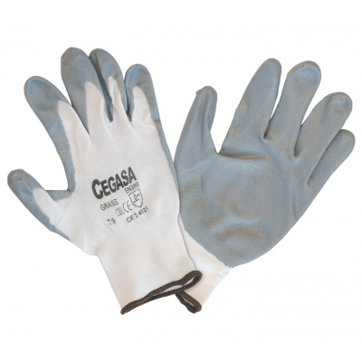 GUANTES CEGASA NITRILO GRIS NYLON T8 PAR 327099
