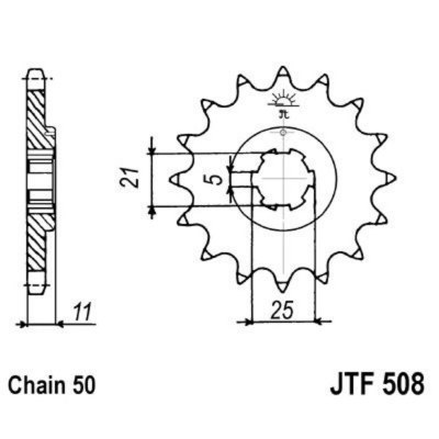 Piñon JT 508 de acero con 14 dientes JTF508.14