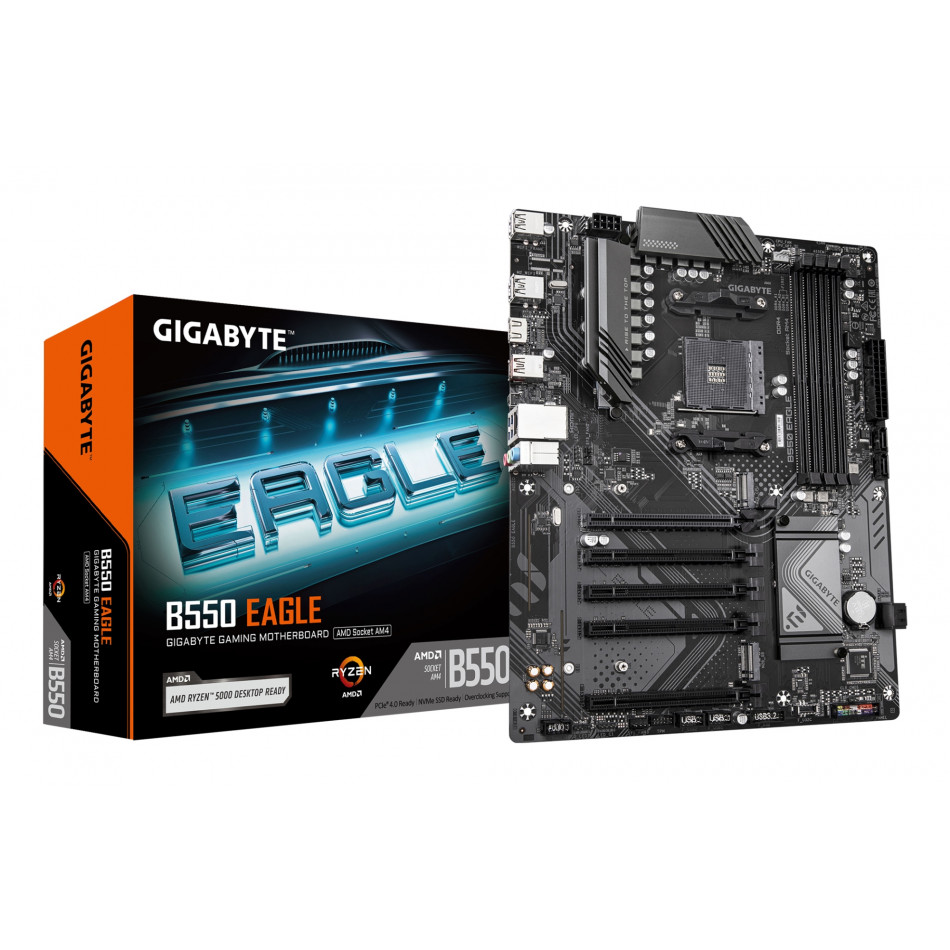 B550 EAGLE Placa base - Procesadores AMD Ryzen serie 5000 G, VRM de 10+3+1 fases, hasta 3200 MHz DDR4, 1xPCIe 4.0 + 1xPCIe 3.0 M.2, LAN 1GbE, USB 3.2 Gen 2