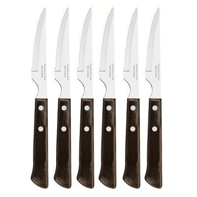 Juego de cuchillos de asado 6 piezas polywood castaño 10,16cm tramontina