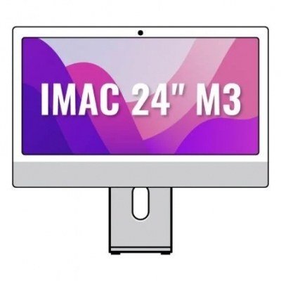 Apple iMac 24 Retina 4,5K / M3 8-Core CPU/ 8Gb/ 256Gb SSD/ 8-Core GPU/ Plata