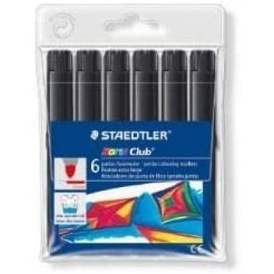 Staedtler Noris Watercolour 340 Pack de 6 Rotuladores de Gran Tamaño - Trazo 3mm Aprox - Lavable Facilmente - Tinta Base de Agua - Color Negro