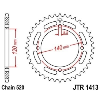 Corona JT 1413 de acero con 39 dientes JTR1413.39