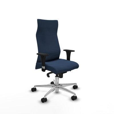 Albacete dirección sincro similpiel azul marino brazos 1D cromados base aluminio ruedas 65 nailon