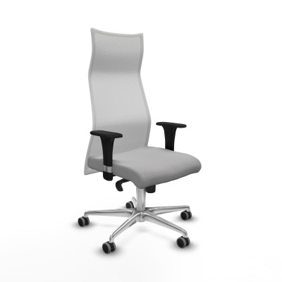 Albacete malla XL sincro malla blanca bali gris claro brazos 1D base aluminio ruedas 65mm engomadas