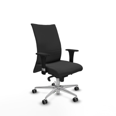 Albacete confidente XL sincro similpiel gris oscuro brazos 1D cromados base aluminio ruedas 65mm engomadas